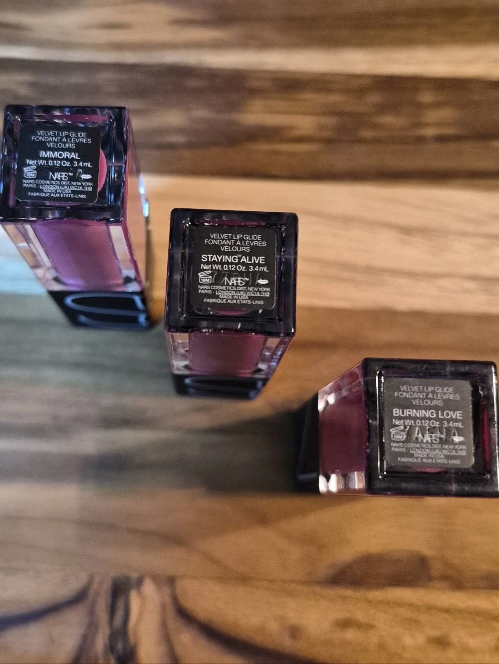 3-Piece Nars Narsissist Velvet Lip Glide Red & Pink Hues, 0.12oz x3 (TS), NWOB